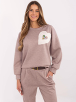 Hurt Ciemnobeżowa melanżowa bluza bez kaptura z wiskozą