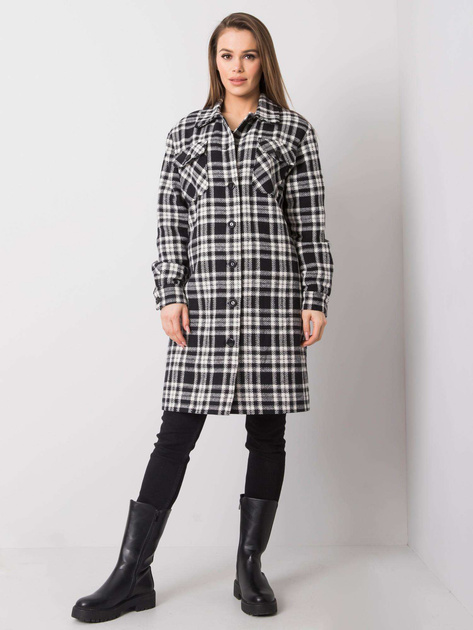 Czarno-biały płaszcz w kratę Raquel