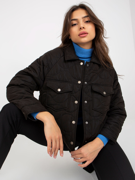 Hurtownia Czarna przejściowa kurtka pikowana bez kaptura