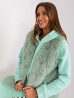 Hurt Pistacjowa kamizelka futrzana z kieszeniami 