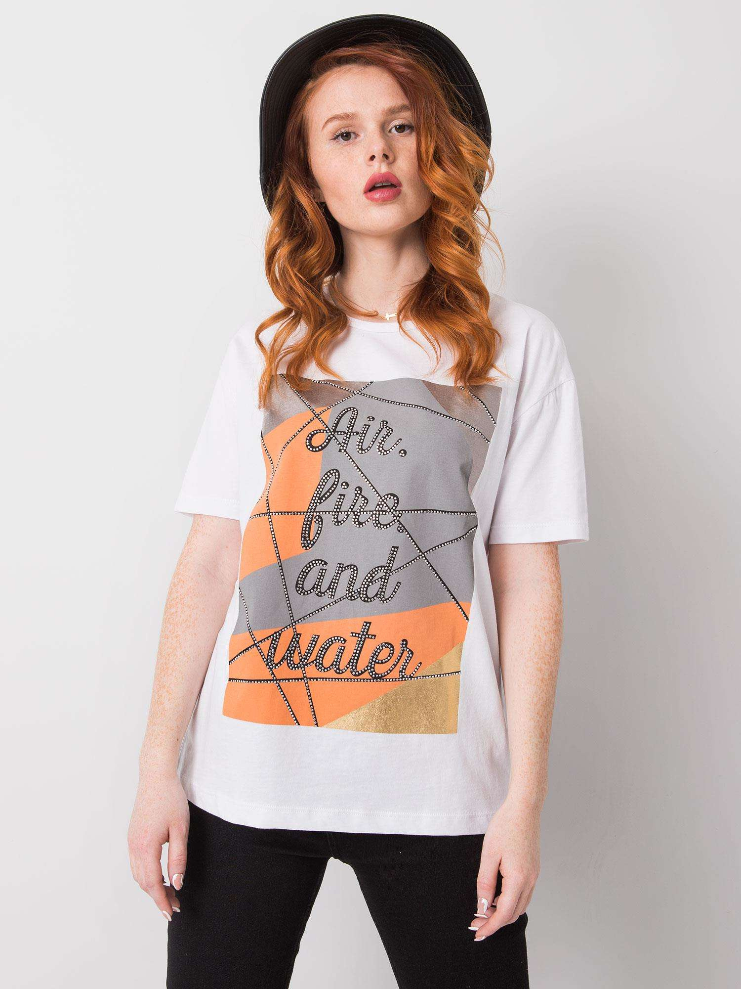 Biały t-shirt bawełniany Madelyn