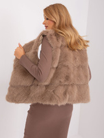 Hurt Ciemnobeżowa kamizelka futrzana z kieszeniami