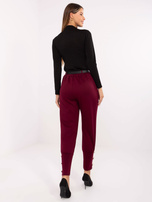 Bordowe eleganckie spodnie dresowe