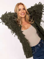 Khaki damski kardigan z frędzlami RUE PARIS