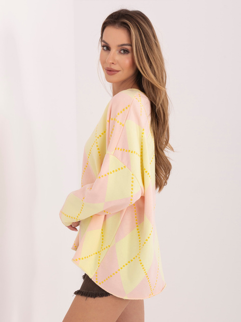 Pastelowa różowo-żółta bluza oversize bez kaptura