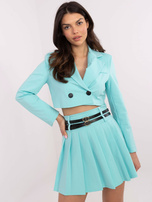 Hurt Miętowa garniturowa spódnica z plisowaniem 