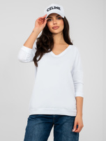 Biała bluzka basic z dekoltem na plecach RUE PARIS 