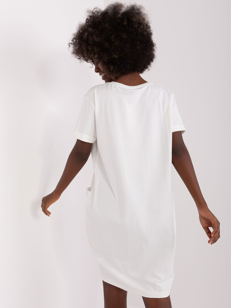 Hurtownia Ecru bawełniana sukienka basic do kolana