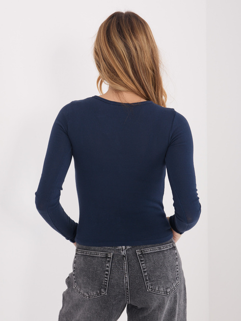 Granatowa dopasowana bluzka basic z bawełny