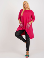 Hurt Fuksjowa długa bluzka plus size z kieszeniami