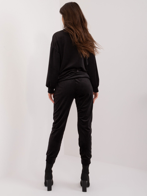 Hurt Czarny komplet welurowy z kokardą na bluzie