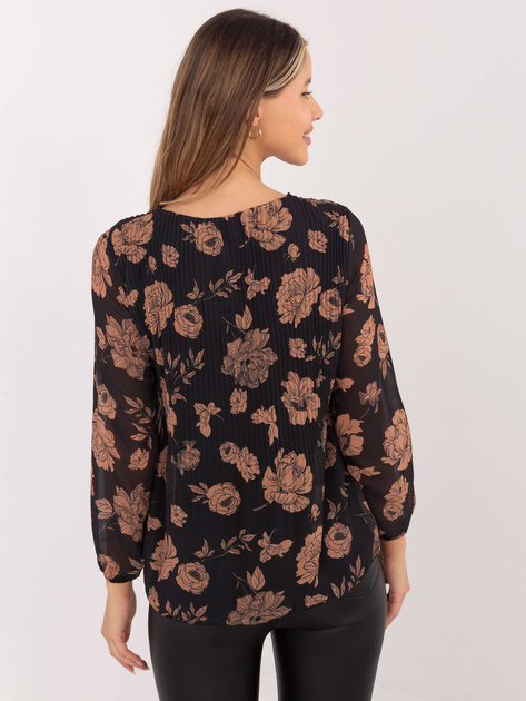 Czarno-camelowa bluzka z wiskozą Liana