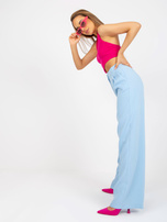 Hurtownia online Jasnoniebieskie spodnie z materiału z szeroką nogawką