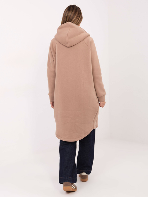 Ciemnobeżowa długa bluza z kapturem