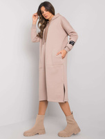 Dark beige sweatshirt dress with pockets Sheffield RUE PARIS