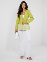 Limonkowa marynarka z poduszkami na ramionach