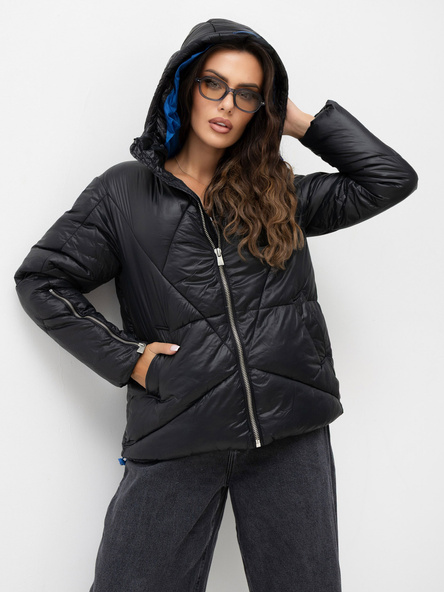 Black winter jacket with contrasting lining SUBLEVEL.
