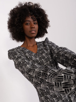 Hurt Szaro-czarna elegancka sukienka we wzory 