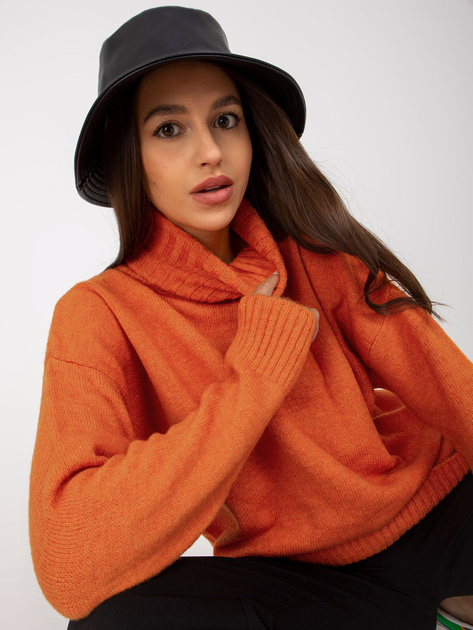 Hurt Ciemnopomarańczowy sweter z golfem o luźnym kroju RUE PARIS
