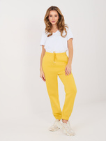 Żółte dresowe spodnie basic z wysokim stanem 