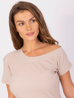 Hurt Beżowa sukienka basic z asymetrycznym dekoltem