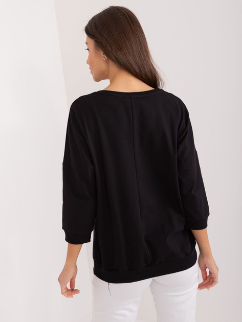 Hurtownia Czarna bawełniana bluzka na co dzień