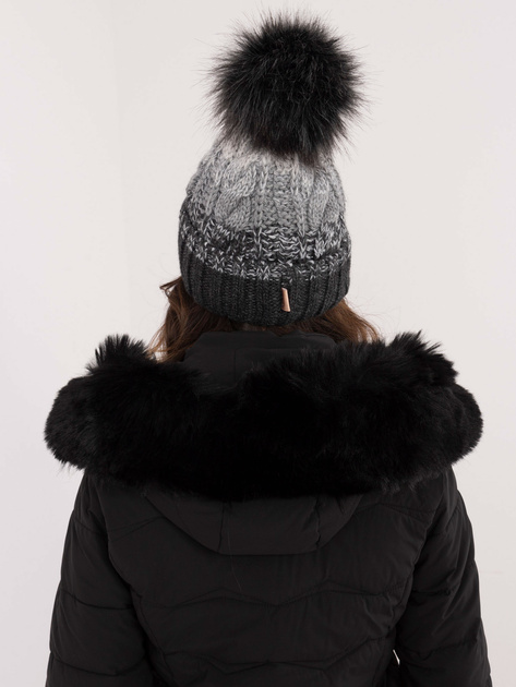 Hurt Ciemnoszara zimowa czapka w warkocze RUE PARIS