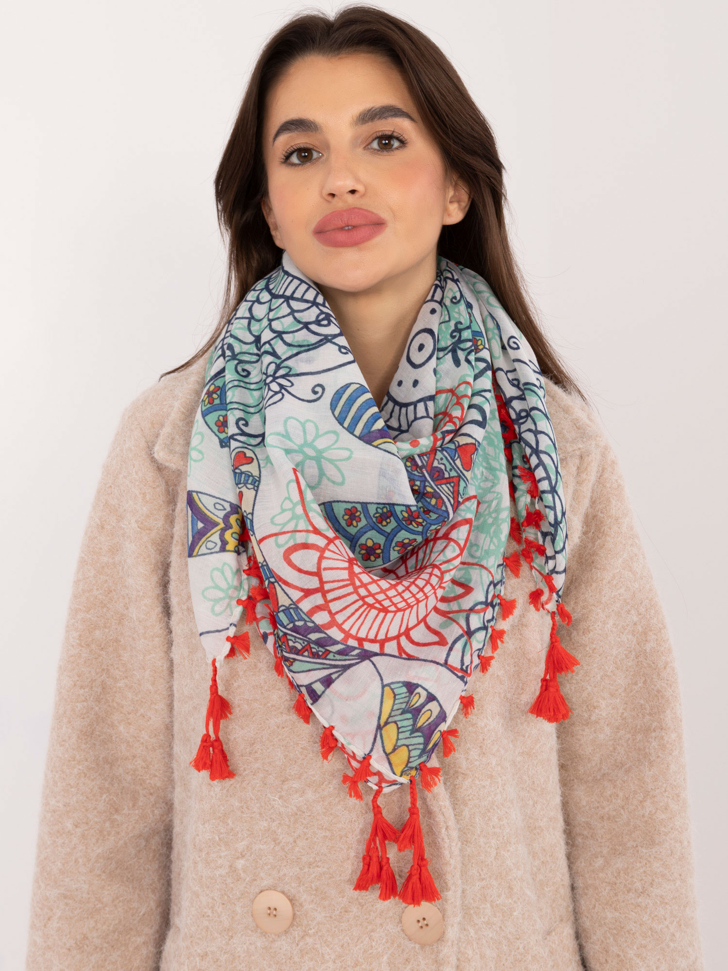 Wholesale Red-ecu women's scarf with print.