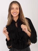 Czarna koszula z wiązaniem przy dekolcie