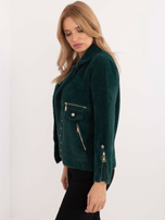 Hurt Dunkelgrüne Alpakajacke mit Reißverschlüssen.