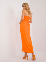 Hurt Pomarańczowa sukienka koktajlowa z marszczeniami