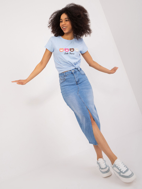 Hurt Jasnoniebieski t-shirt z napisem BASIC FEEL GOOD