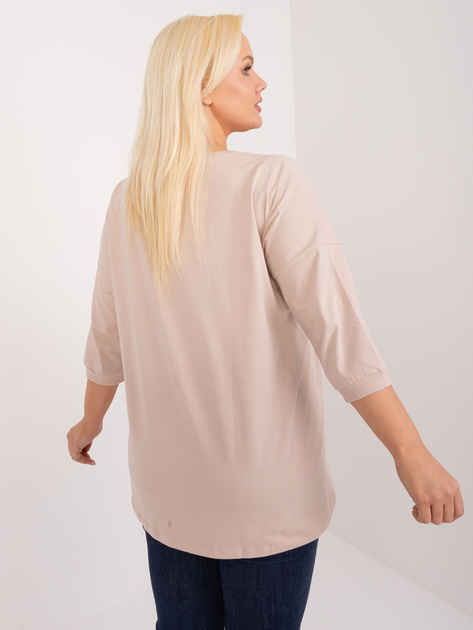 Hurtownia Beżowa bluzka plus size z napisem