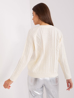 Hurtownia Ecru damski sweter rozpinany z dzianiny 