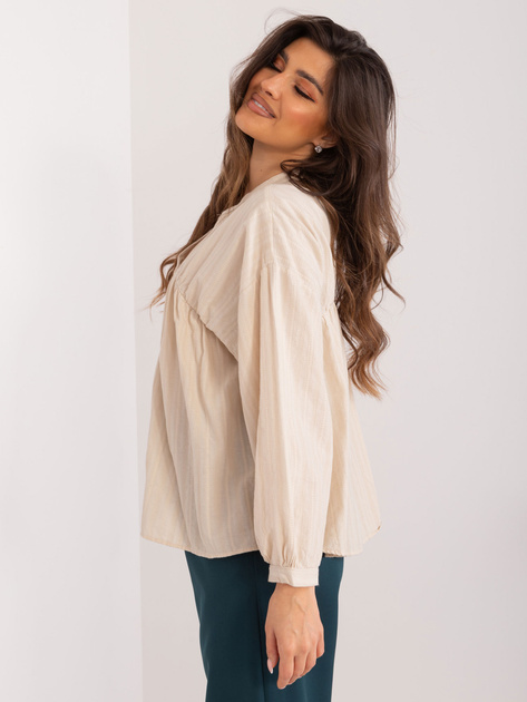 Hurtownia Beżowa rozpinana koszula damska z bawełny