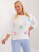 Hurt Ecru casualowa bluzka plus size z rozcięciami