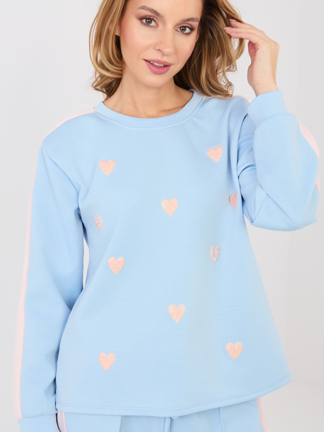 Pastelowy niebieski komplet z szerokimi spodniami RUE PARIS