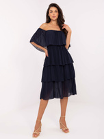 Granatowa warstwowa sukienka hiszpanka OCH BELLA 