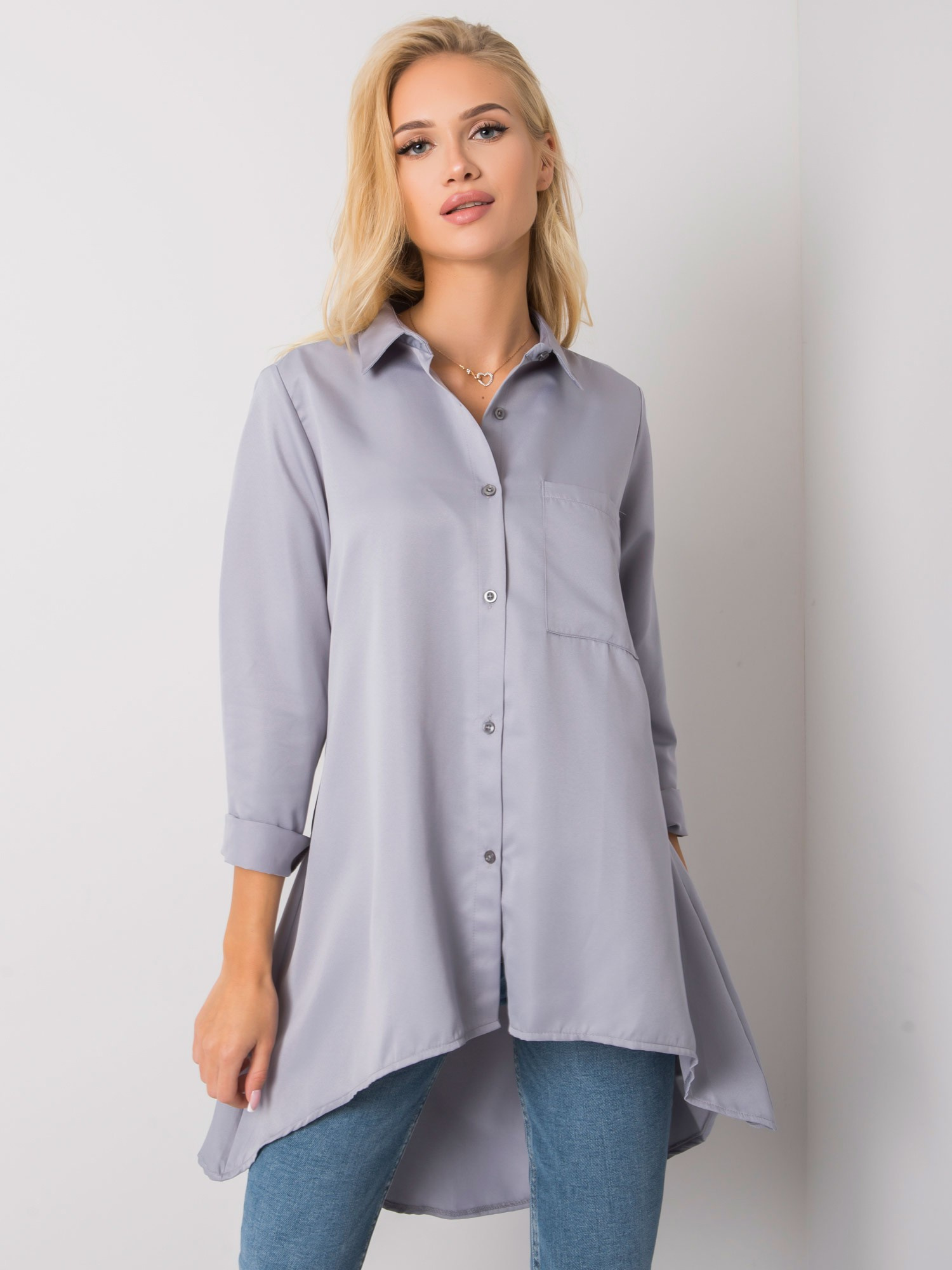 Graue asymmetrische Bluse Gilliana.