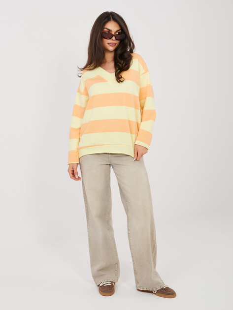 Jasnożółto-pomarańczowa casualowa bluza oversize w paski