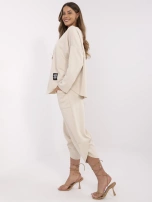 Beżowy dwuczęściowy komplet z bluzą oversize