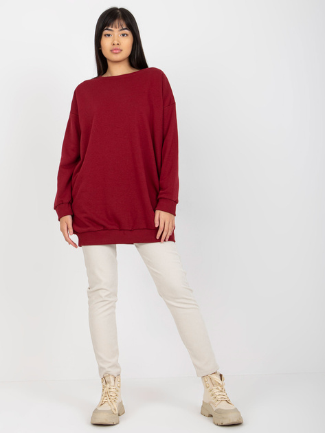 Hurtownia online Bordowa długa bluza basic oversize