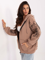 Ciemnobeżowa rozpinana bluza z kapturem