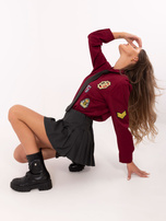 Hurt Bordowa bawełniana koszula damska z krawatem