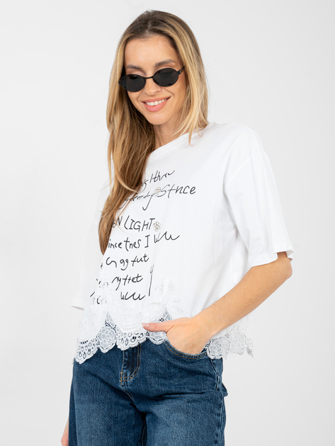 Biała bawełniana bluzka z koronką