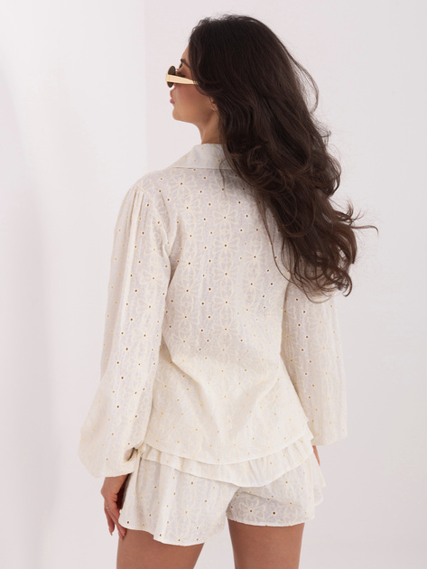 Ecru letni komplet z haftem