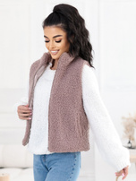 Ciemnobeżowa kamizelka baranek z podszewką