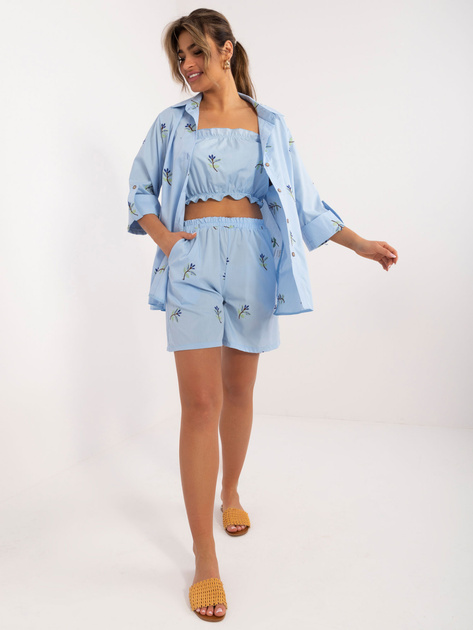 Hurt Jasnoniebieski trzyczęściowy komplet letni z bawełny