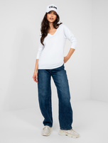 Biała bluzka basic z dekoltem na plecach RUE PARIS 