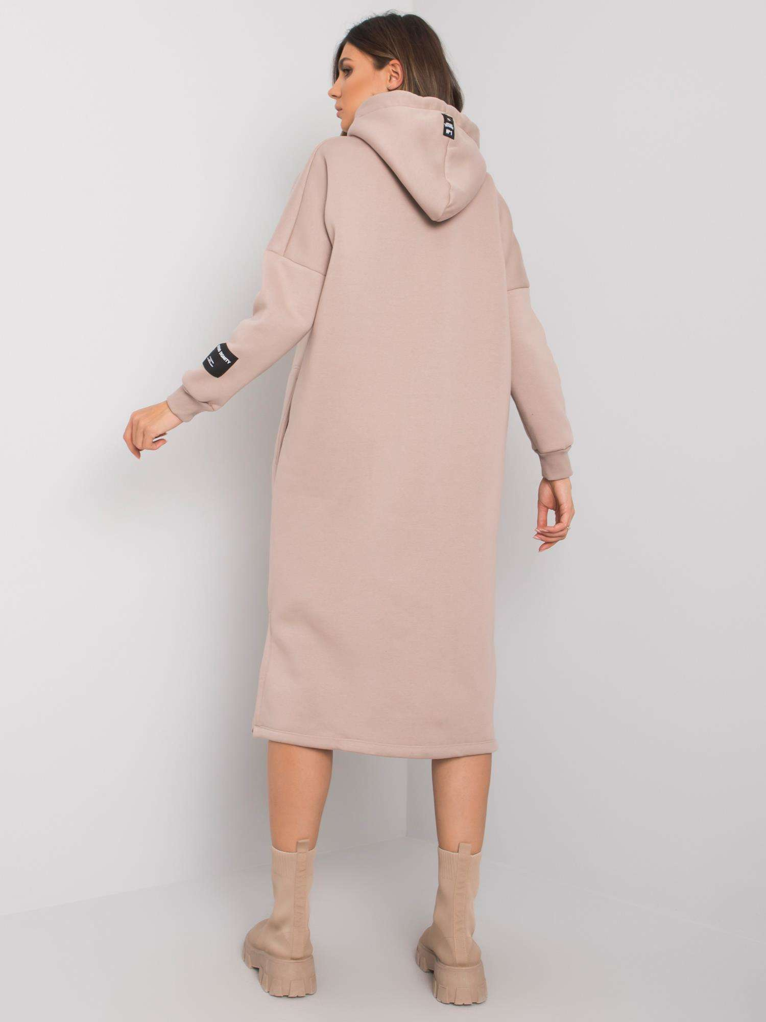 Dark beige sweatshirt dress with pockets Sheffield RUE PARIS